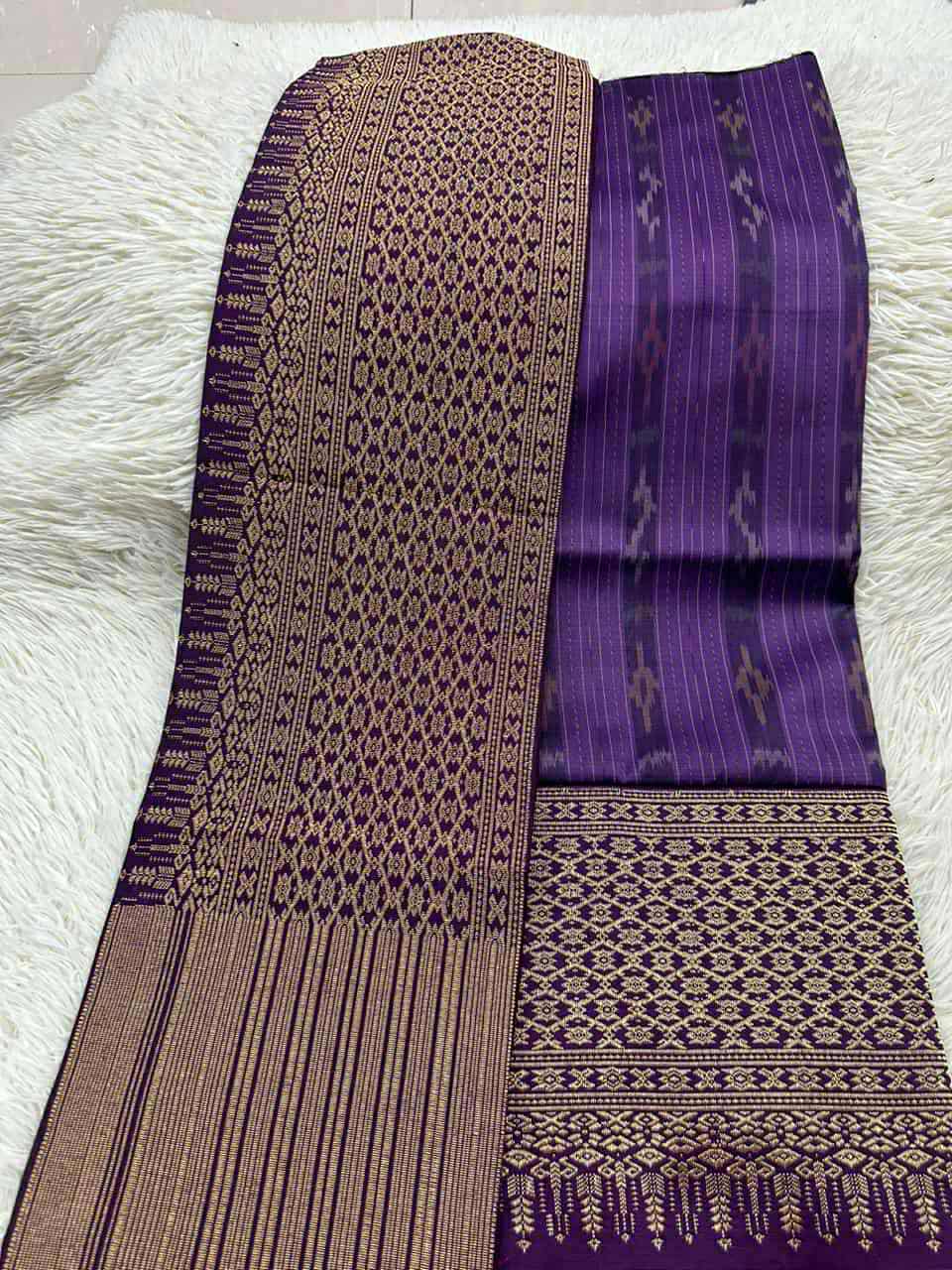 XXS - 26” Violet Stripe – Traditional Lao Sinh & Pha Biang Set