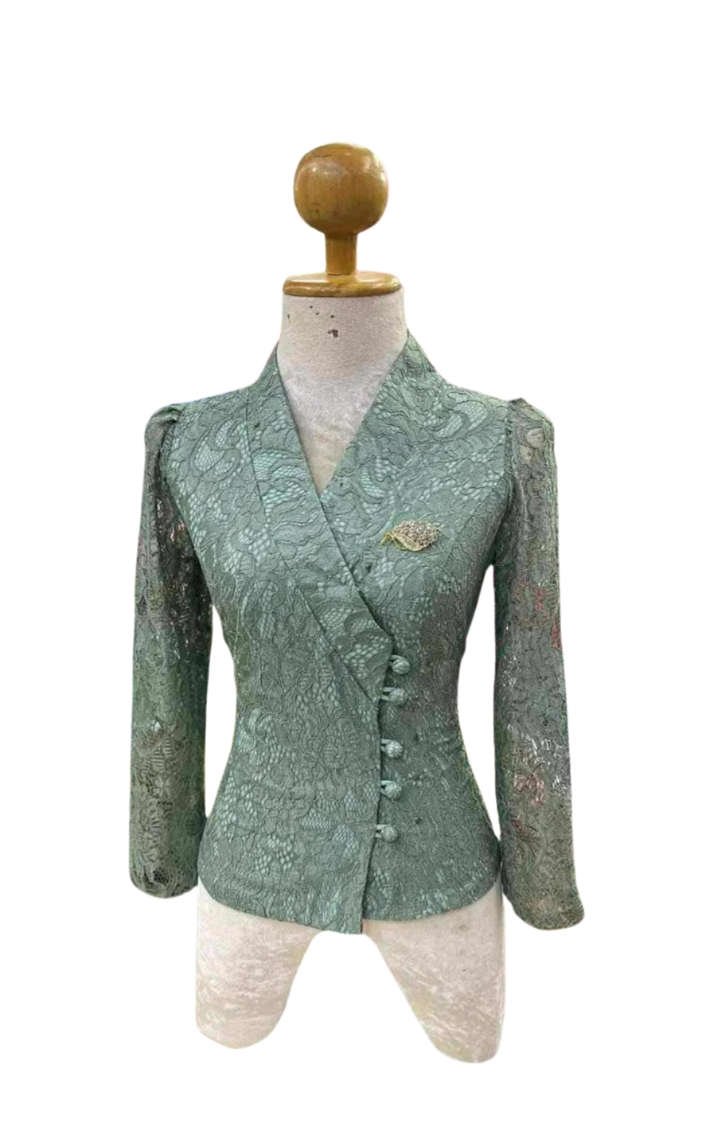 Women's Classic Lace Wrap Blouse (Sage Green)