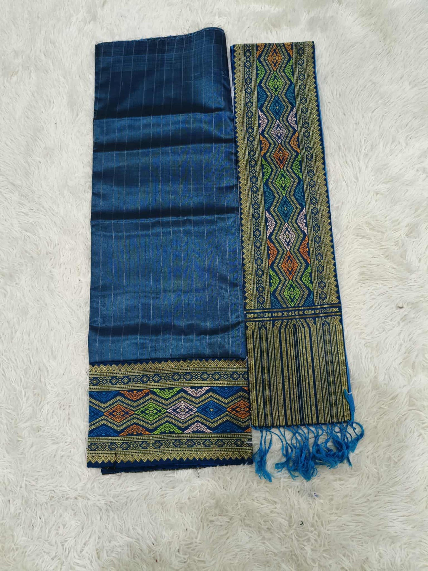 XS - 28” Bright Blue – Traditional Lao Sinh & Pha Biang Set