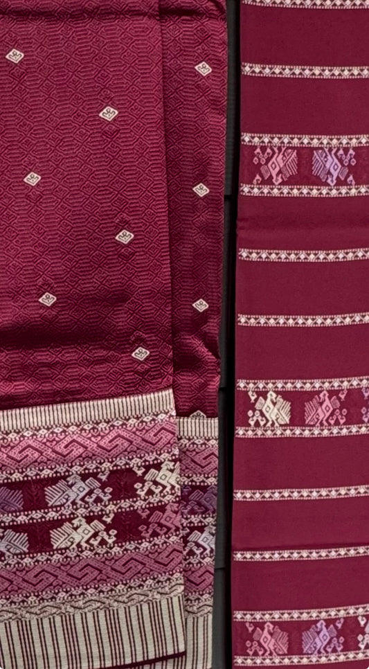 Deep Berry Traditional Lao Sinh & Pha Biang Set
