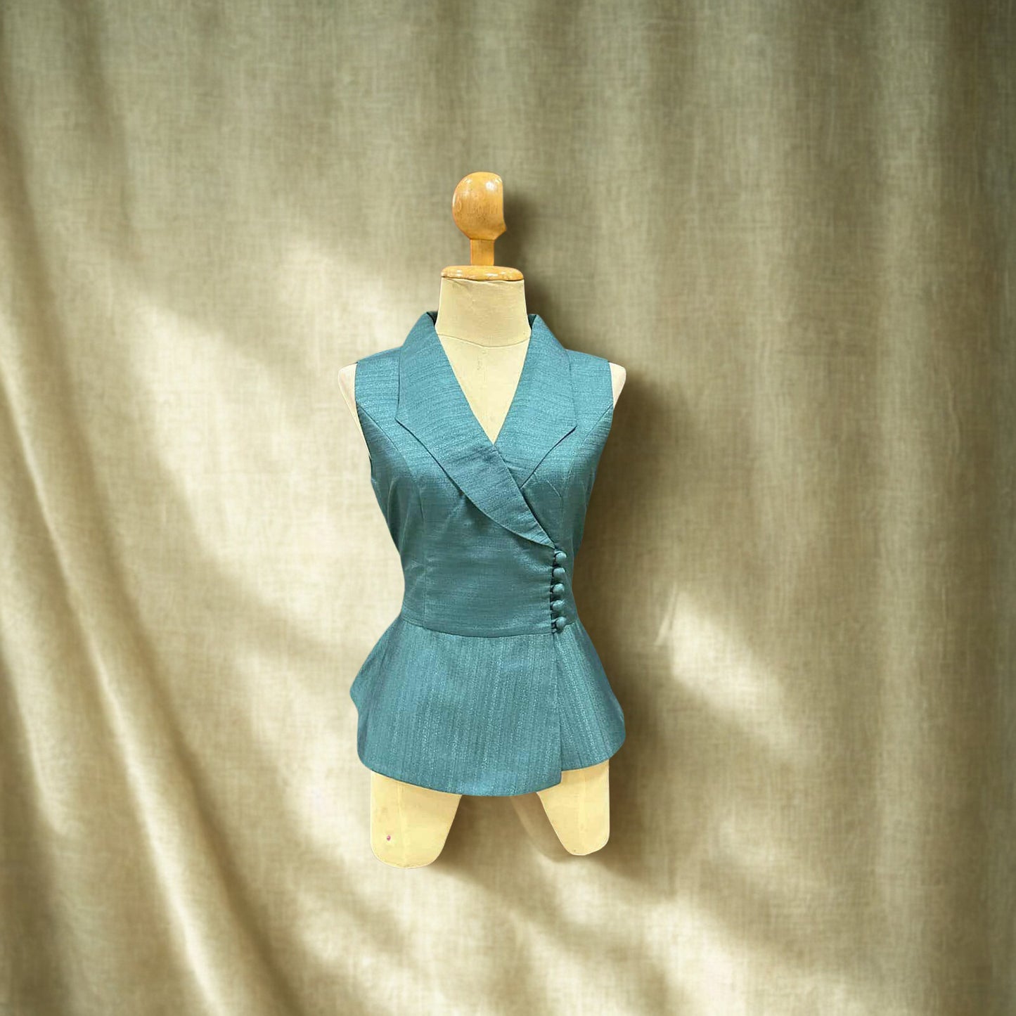 Traditional Lao Sleeveless Top (Emerald)