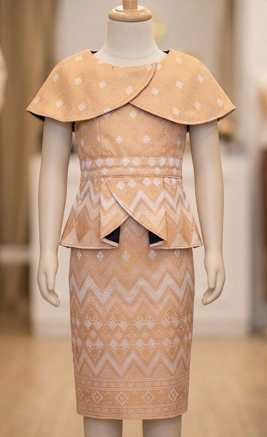 SZ 3 Orange Lao Girls Set (Top + Sinh)