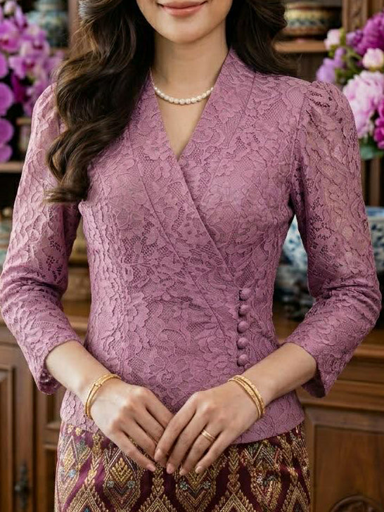 Lao Style Lace Top Pink
