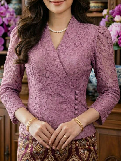 Lao Style Lace Top Pink
