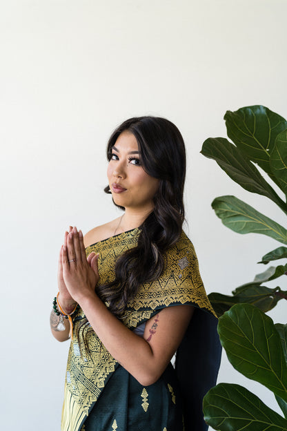 Traditional Sinh + Pha Biang Set (Black/Dark Green Tone)