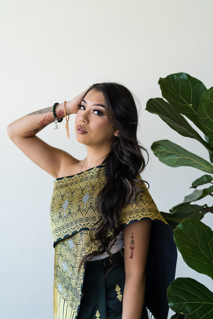 Traditional Sinh + Pha Biang Set (Black/Dark Green Tone)