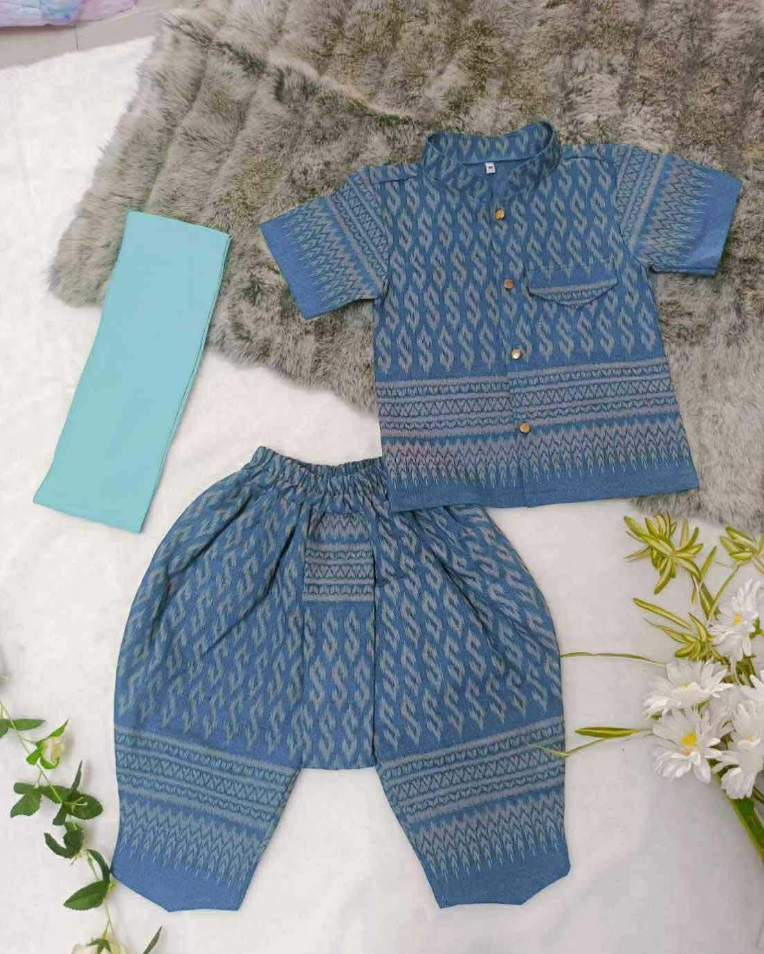 Southern Lao Style Boys 3pc Set Blue