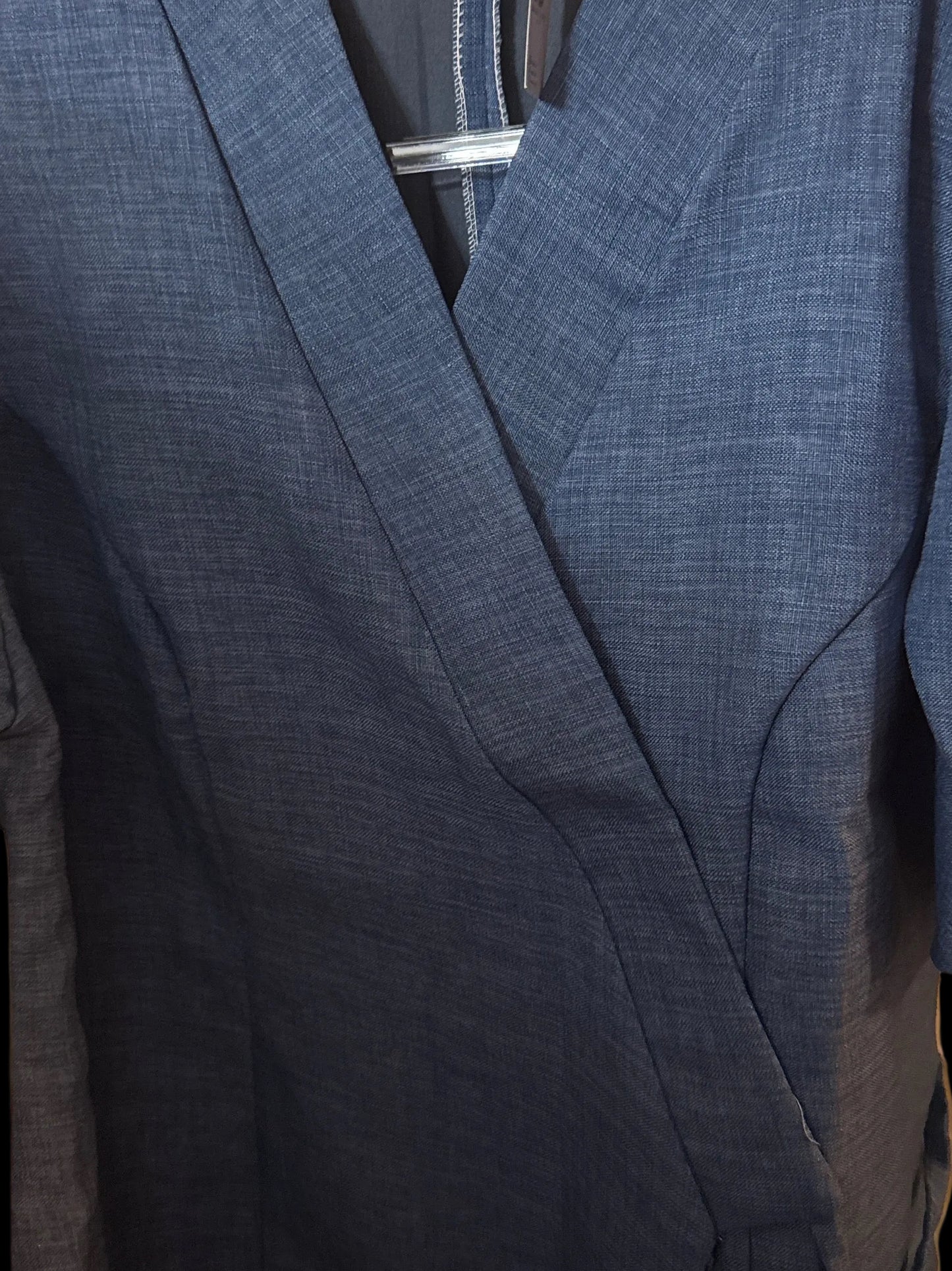 Short Sleeve Lao Wrap Top Denim Blue