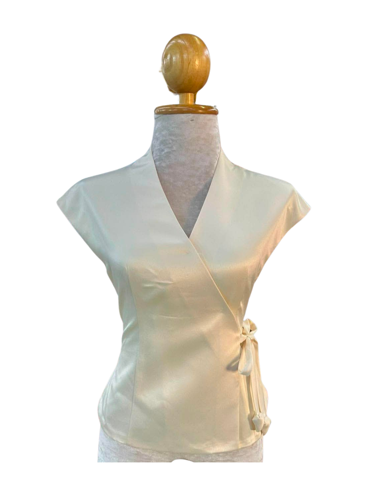 Sleeveless Lao Style Wrap Top - Ivory
