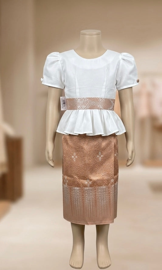 SZ 2 Butterscotch Lao Girls Set (Top + Sinh)