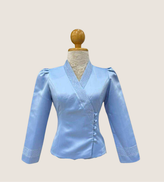 Traditional Lao Blouse (Light Blue)