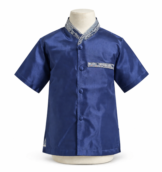 Boys Lao Style Shirt Blue/Silver