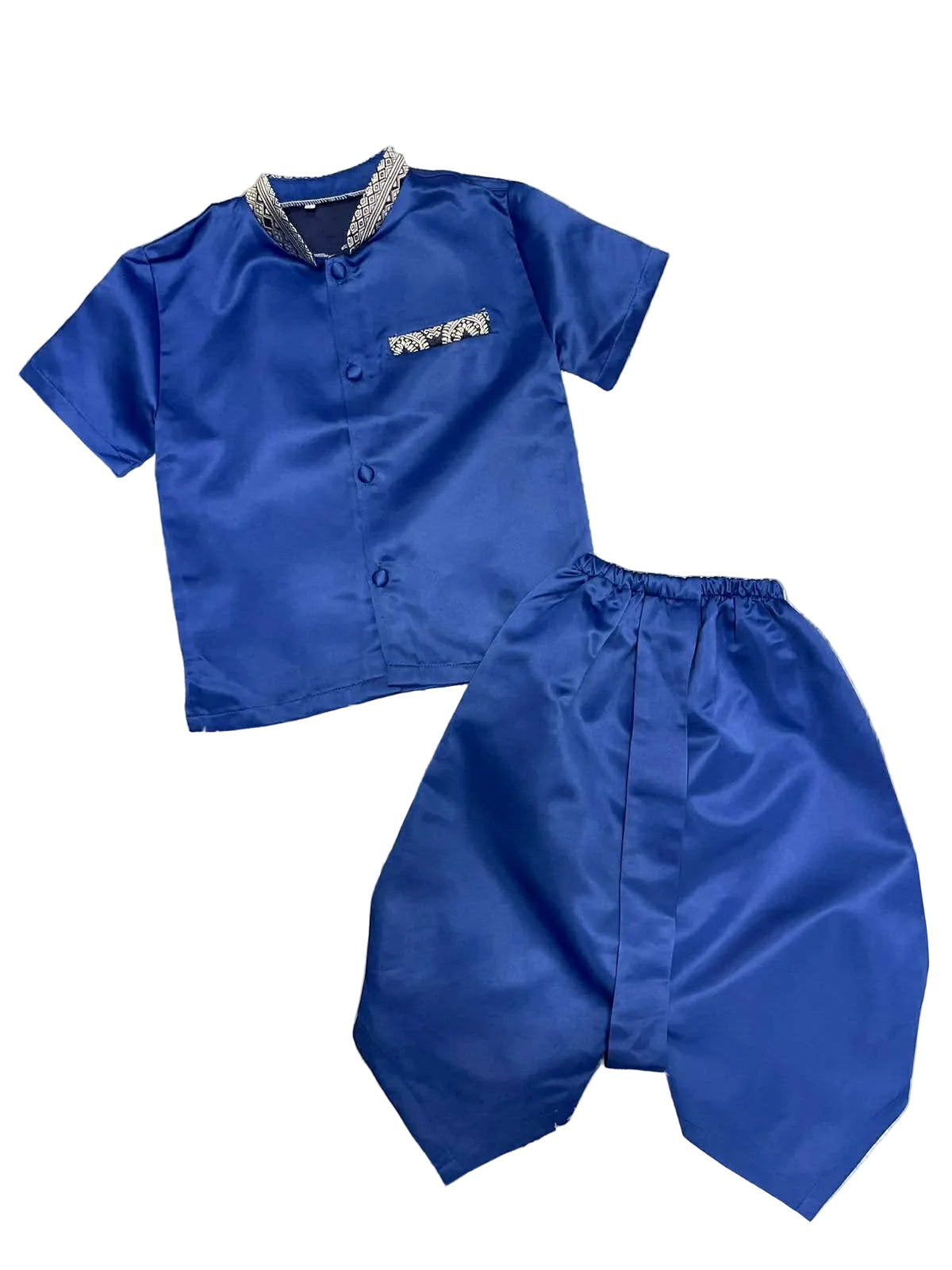 Traditional Lao Boys 2pc Set Royal Blue
