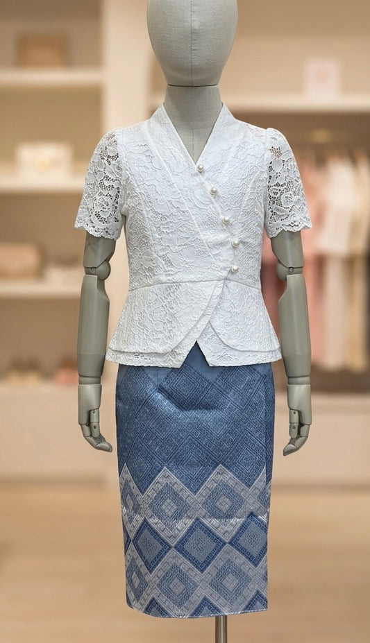 SZ 3 Blue Diamond Lao Girls Set (Top + Sinh)