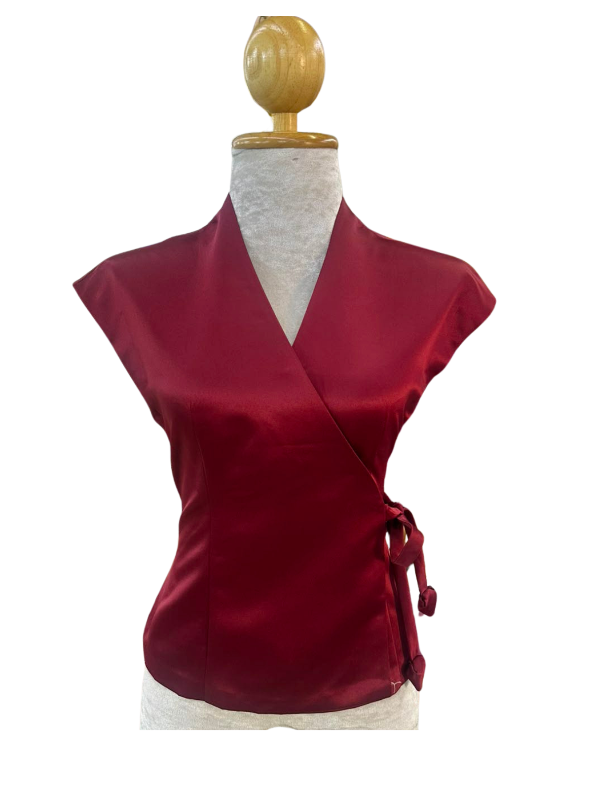 Sleeveless Lao Style Wrap Top - Ruby Crimson