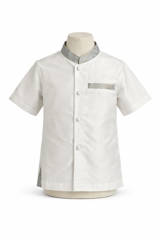 Boys Lao Style Shirt White/Silver