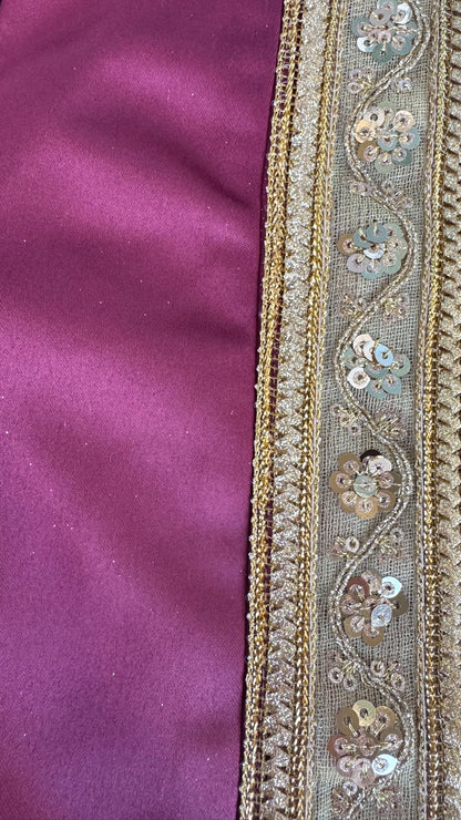 Traditional Lao Blouse with Golden Trim (Maroon)