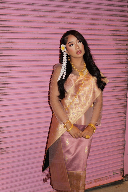 Pink Sherbet – Traditional Lao Sinh & Pha Biang Set