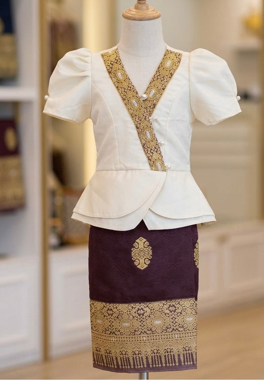 SZ 3 Classic Lao Girls Set (Top + Sinh)