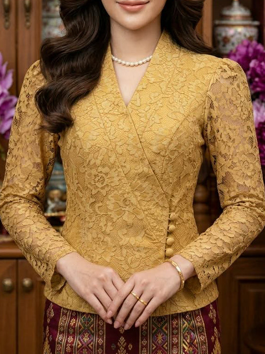 Lao Style Lace Top Yellow-Gold