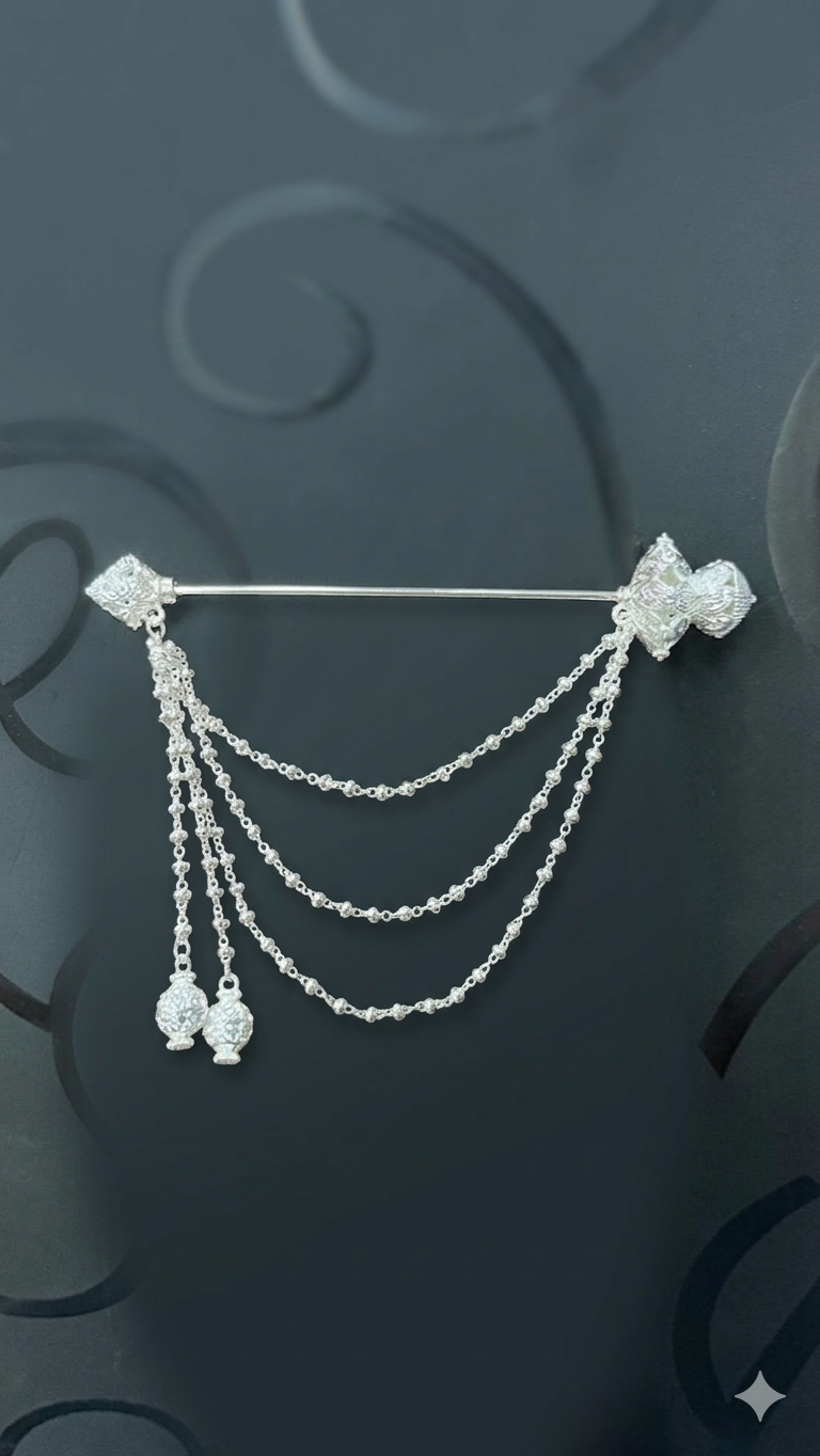 Lao Style Brooch - Straight Pin Silver