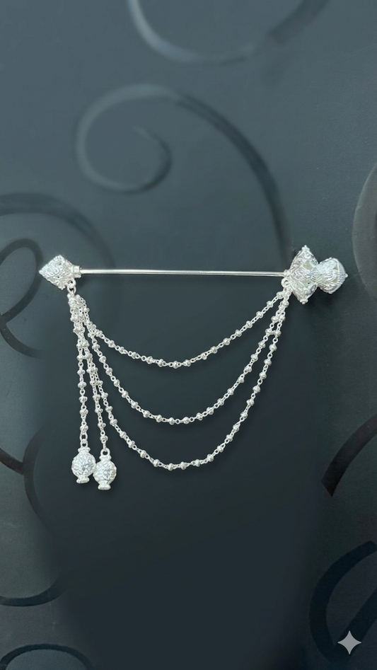 Lao Style Brooch - Straight Pin Silver