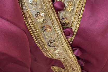 Traditional Lao Blouse with Golden Trim (Maroon)