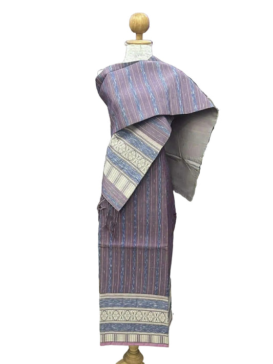 1 - 40” Mauve Blue Cotton – Traditional Lao Sinh & Pha Biang Set