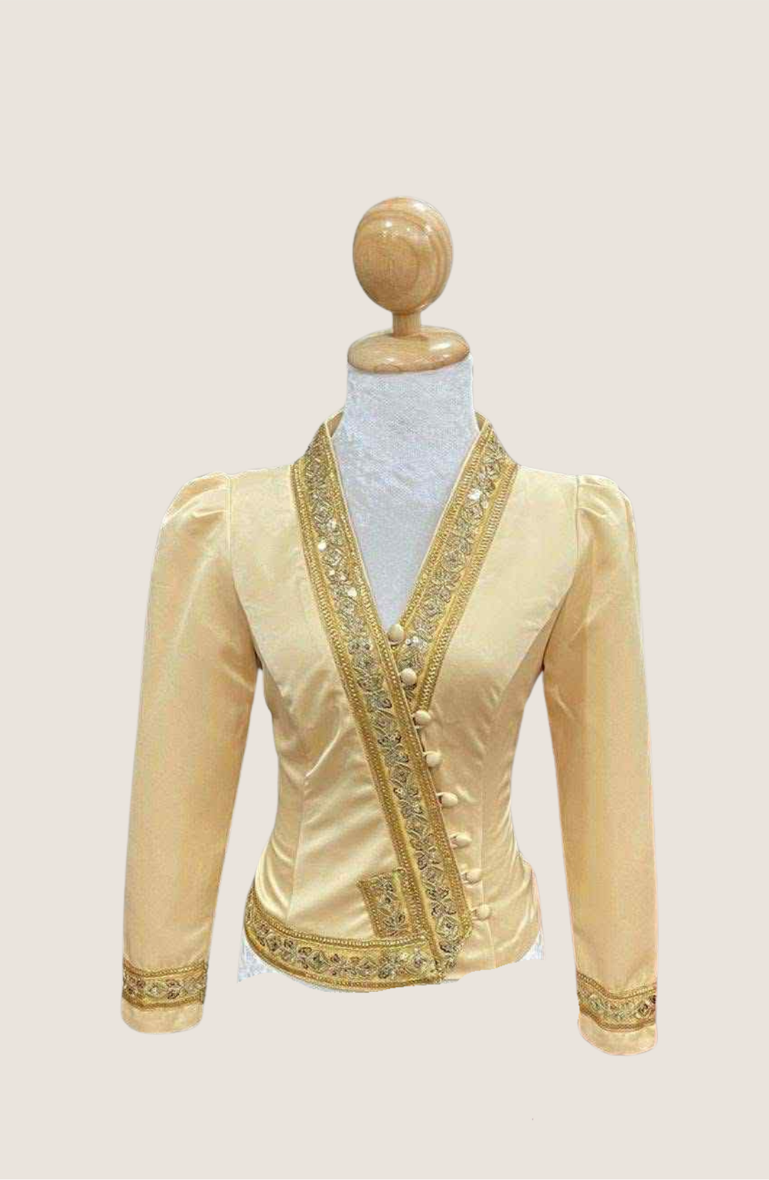 Traditional Lao Blouse with Golden Trim