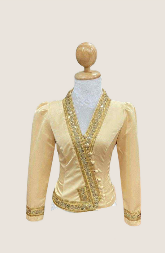 Traditional Lao Blouse with Golden Trim
