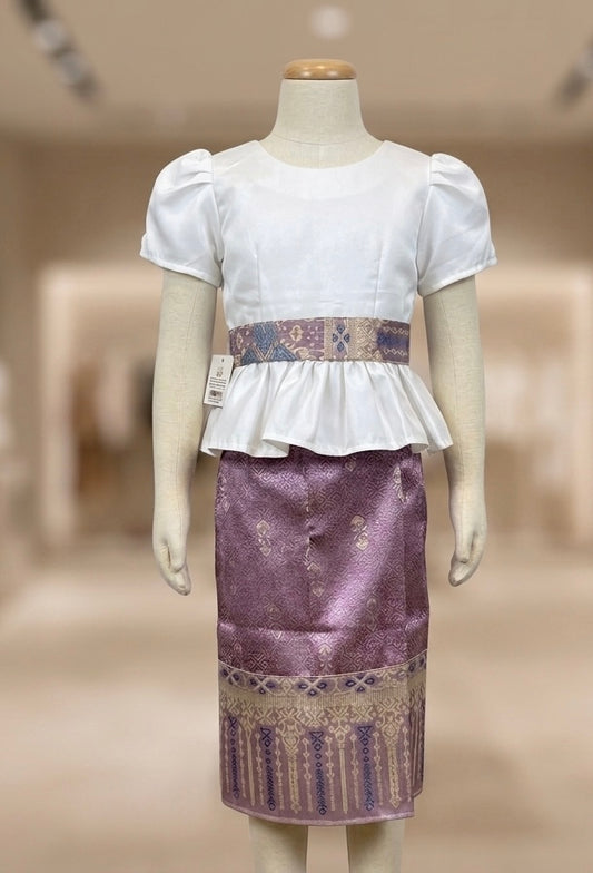 SZ 1 Light Purple Lao Girls Set (Top + Sinh)