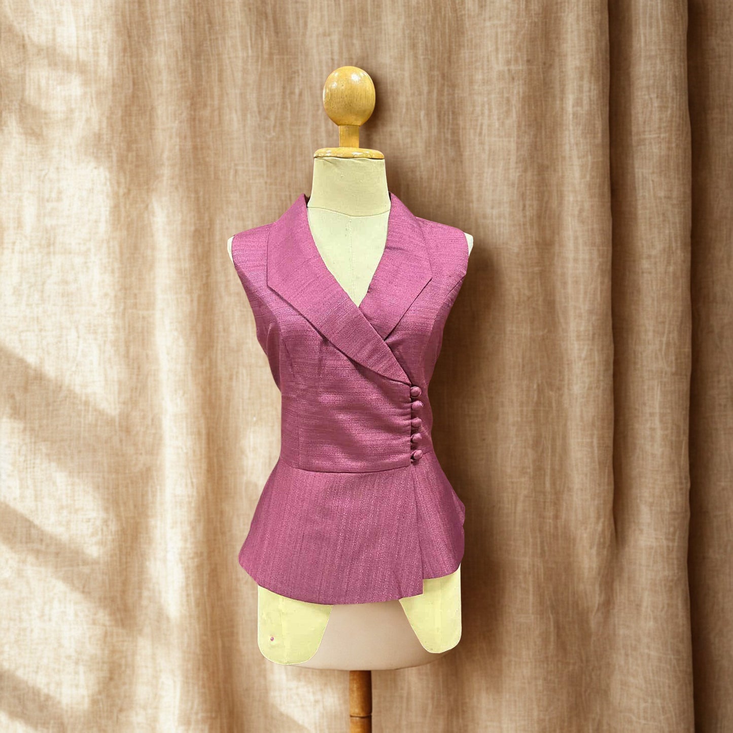 Traditional Lao Sleeveless Top (Maroon)