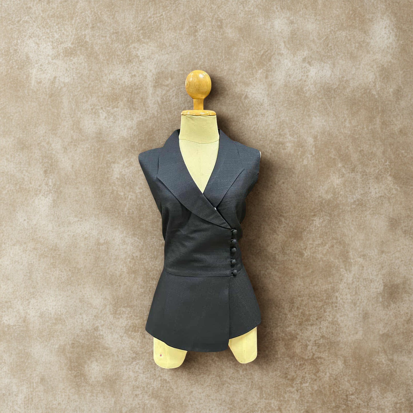 Traditional Lao Sleeveless Top (Black)