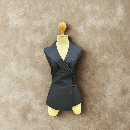 Traditional Lao Sleeveless Top (Black)