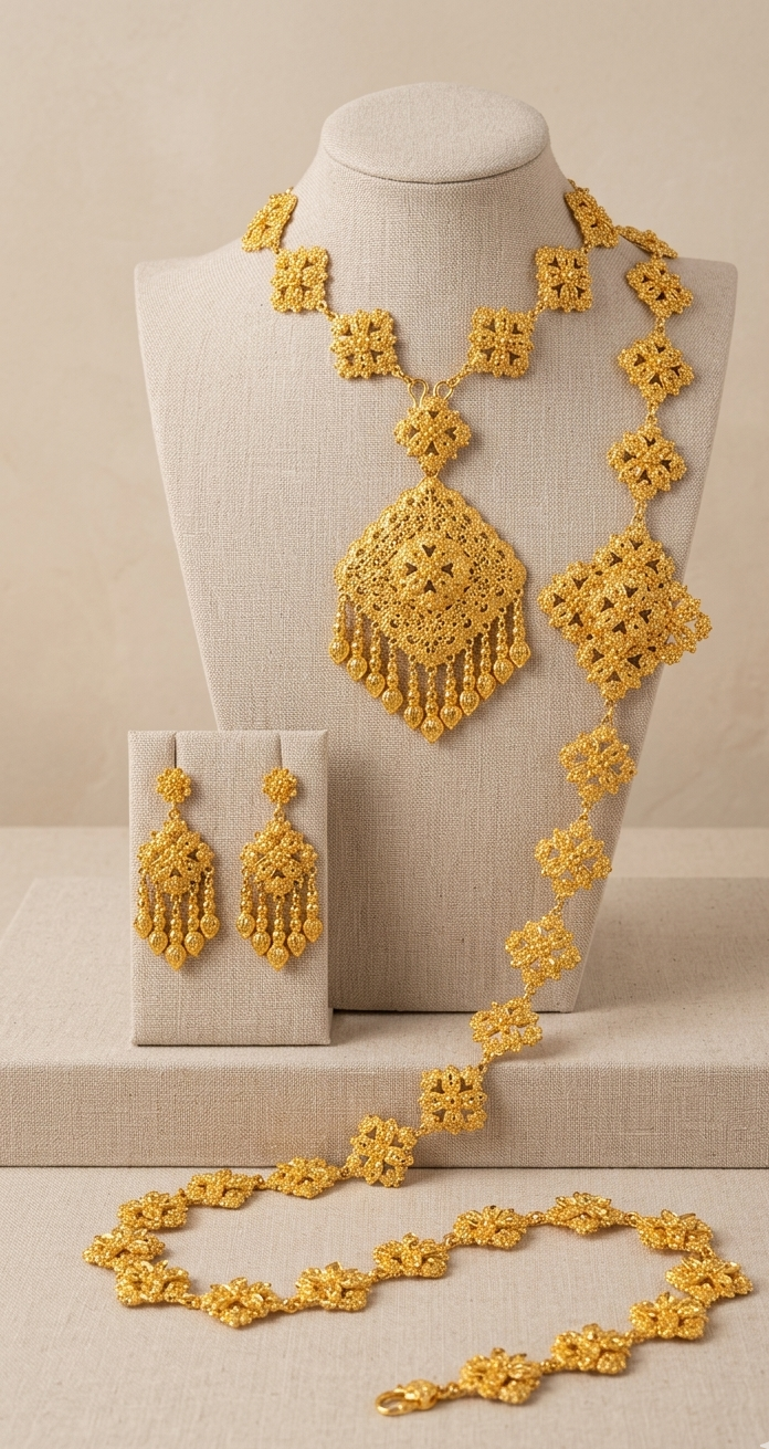 Diamond Dangle - 3pc Lao Costume Jewelry Set