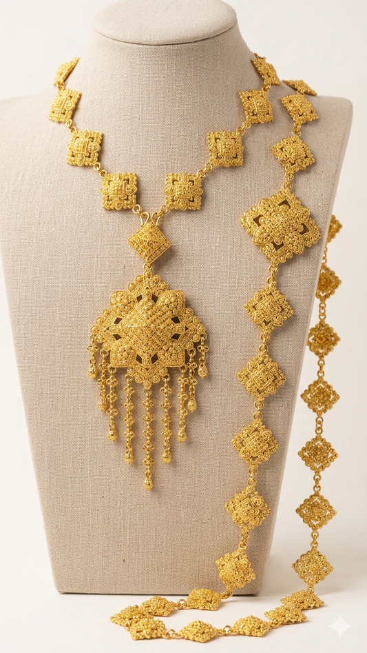 Diamond Flower - 2pc Lao Costume Jewelry Set