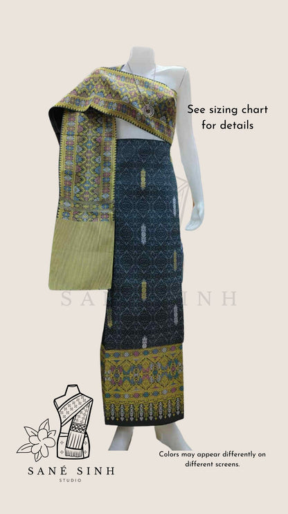 Traditional Sinh + Pha Biang Set (Black/Dark Green Tone)